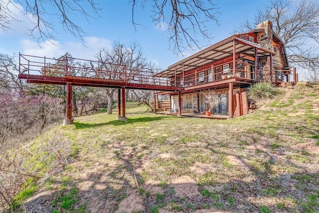 view of yard featuring a deck