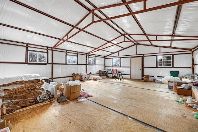 miscellaneous room featuring vaulted ceiling