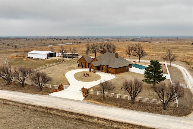 aerial view with a rural view