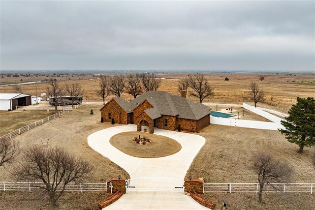 drone / aerial view with a rural view