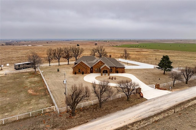 aerial view featuring a rural view