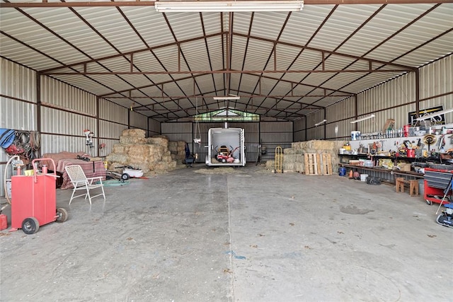garage with metal wall