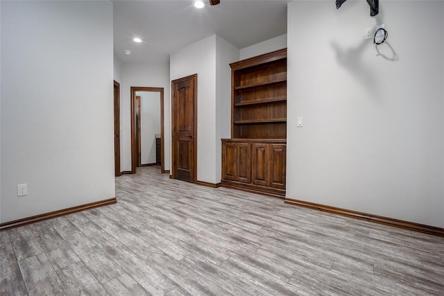 interior space with light hardwood / wood-style floors