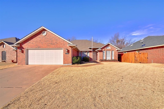 single story home with a garage