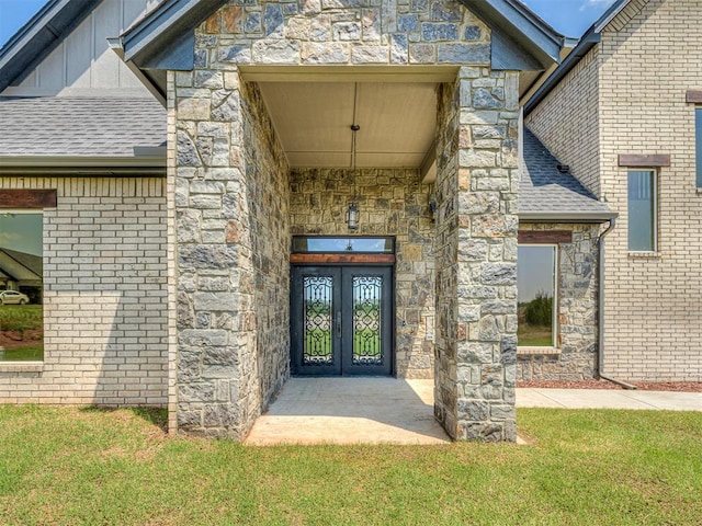 entrance to property featuring french doors