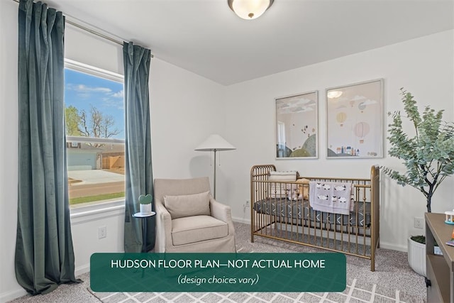 sitting room with carpet flooring