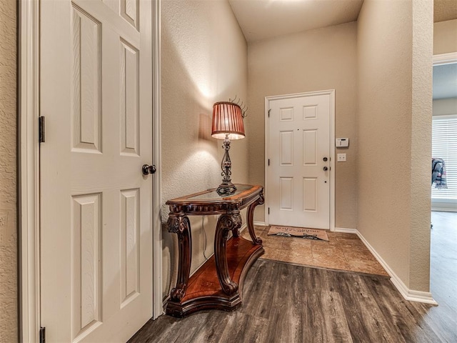 entryway with dark hardwood / wood-style floors