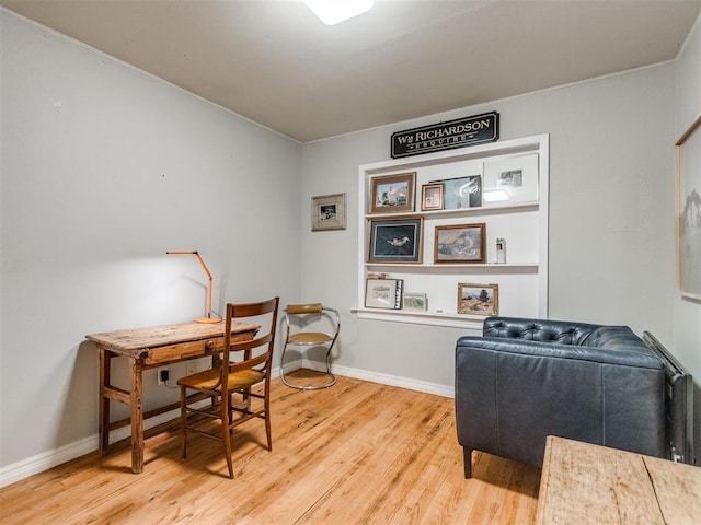 home office featuring light hardwood / wood-style flooring