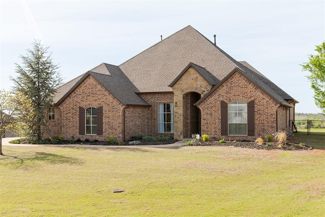 view of front facade featuring a front yard