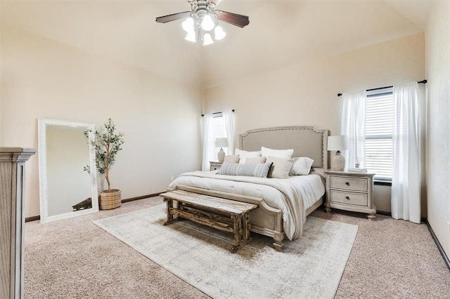 bedroom featuring carpet and ceiling fan