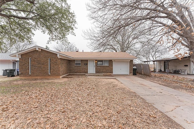 single story home with a garage