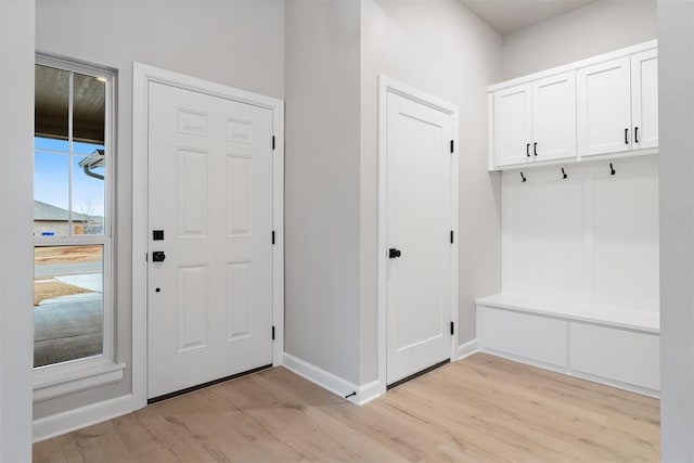 mudroom featuring light hardwood / wood-style floors