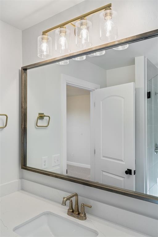 3400 Piney River Dr, Yukon, OK 73099 - bathroom with vanity and an enclosed shower