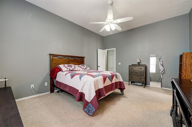 bedroom with carpet flooring and ceiling fan