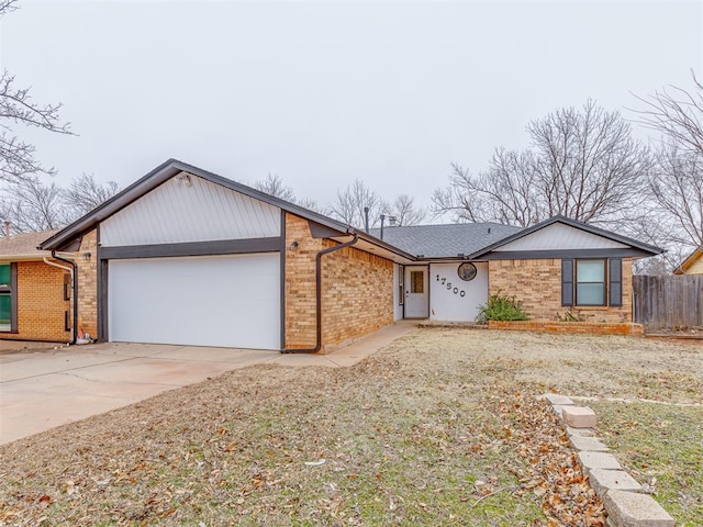 single story home with a garage