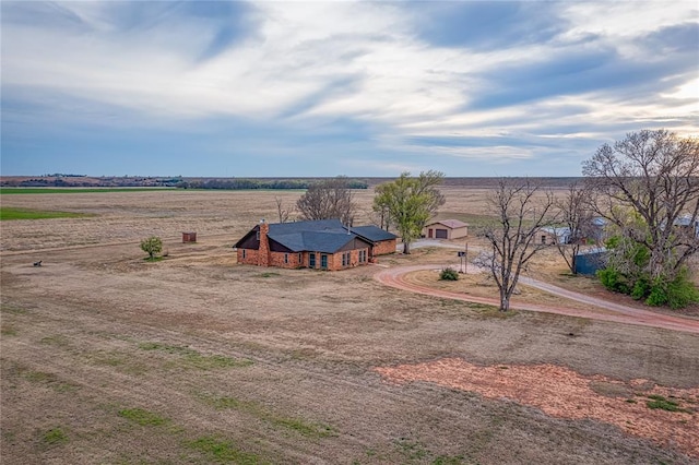 aerial view featuring a rural view