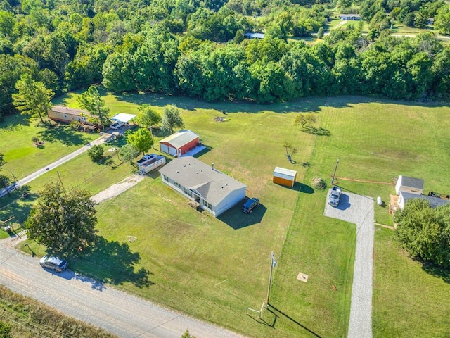 drone / aerial view with a rural view