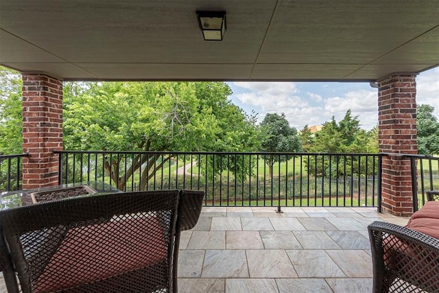 balcony with a patio area