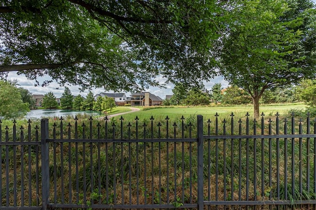 view of yard with a water view