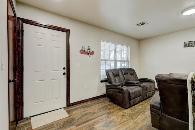 living room with dark wood-type flooring