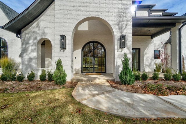 property entrance with french doors