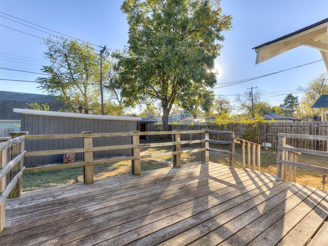 deck featuring a fenced backyard