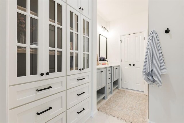 616 Montauk Way, Edmond, OK 73034 - bathroom with tile patterned flooring and vanity
