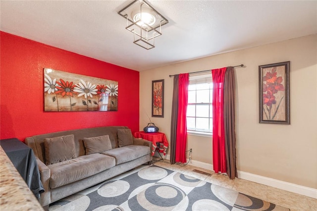 view of tiled living room