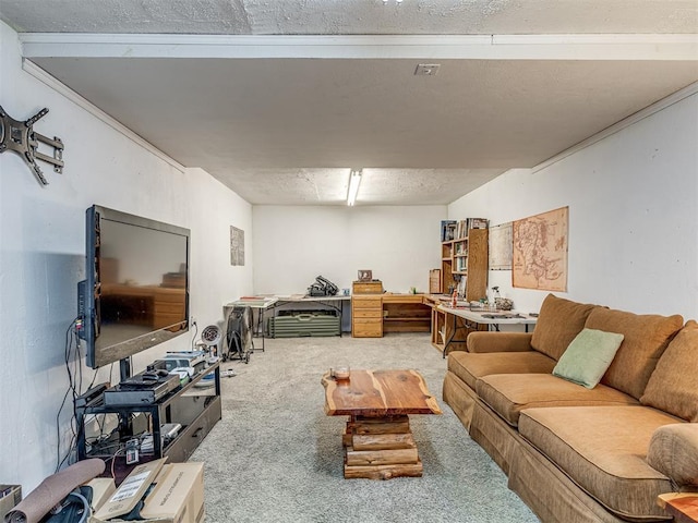 living room featuring carpet floors