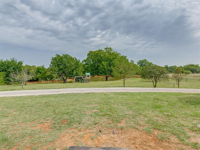 view of yard with a playground