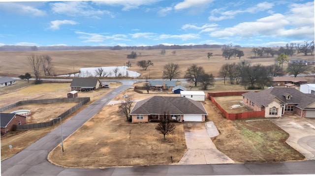 drone / aerial view with a rural view