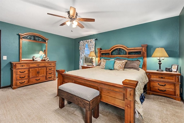 bedroom with carpet flooring and ceiling fan