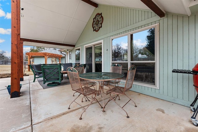 view of patio / terrace featuring a pergola