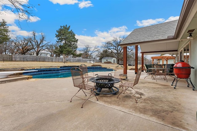 view of pool featuring a patio