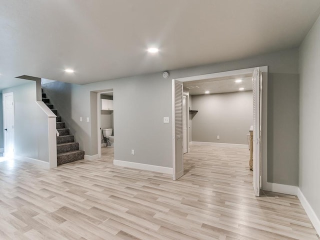 interior space with light hardwood / wood-style floors