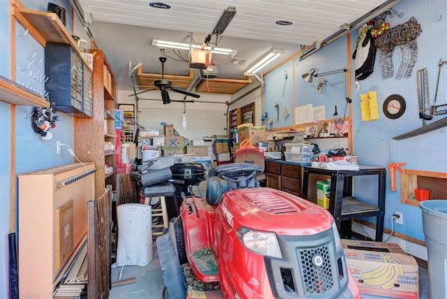 garage with wallpapered walls