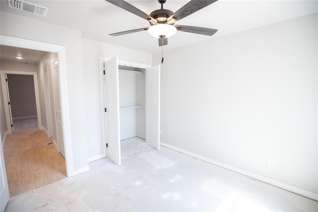 3105 Feather Dr, Yukon, OK 73099 - unfurnished bedroom featuring a closet and a ceiling fan