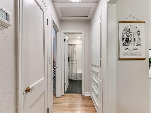 hall featuring light wood-type flooring