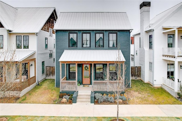 view of front of home with covered porch