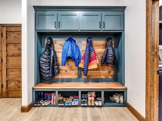 mudroom featuring light hardwood / wood-style flooring