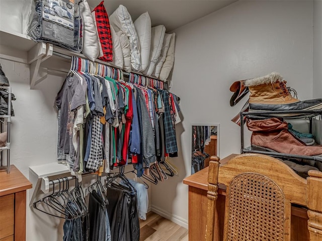 spacious closet with wood-type flooring