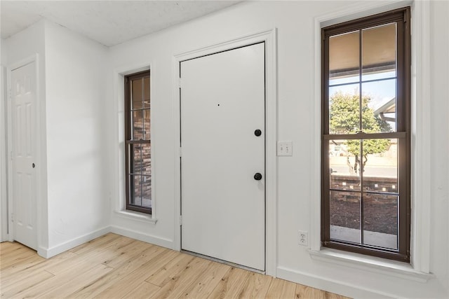 entrance foyer with light hardwood / wood-style flooring