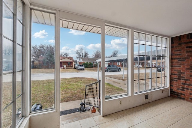 view of unfurnished sunroom