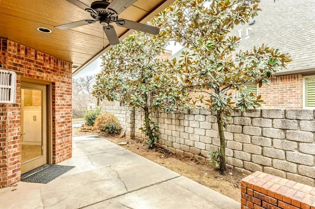 view of patio / terrace featuring ceiling fan