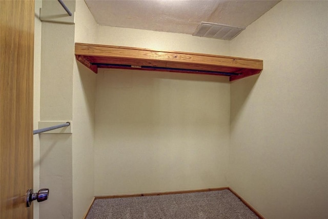 walk in closet with carpet floors