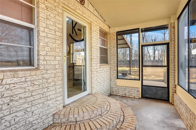 view of unfurnished sunroom