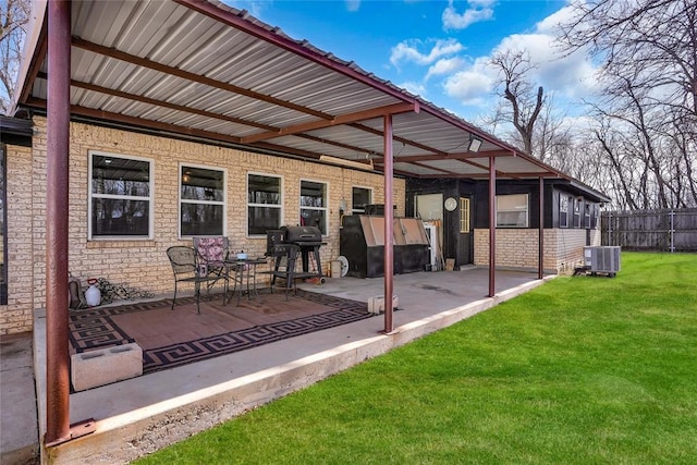 view of patio featuring area for grilling and central AC unit