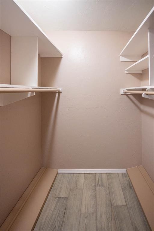 spacious closet featuring light hardwood / wood-style flooring