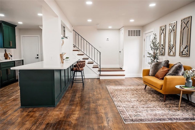 interior space featuring dark hardwood / wood-style floors