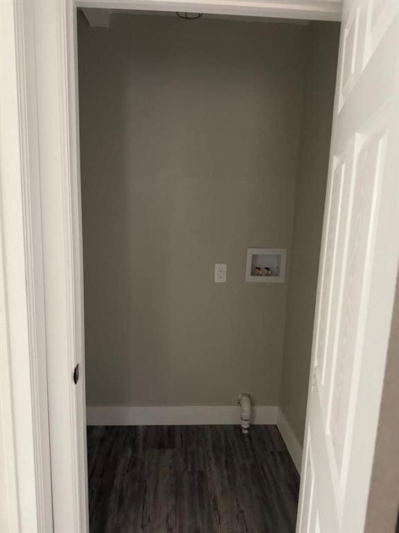 laundry area featuring hookup for a washing machine and dark hardwood / wood-style floors